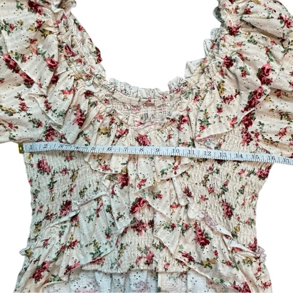 Free People Favorite Girl Crop Tea Party Top Floral Ruffle Rare Color Size Large - Picture 8 of 10